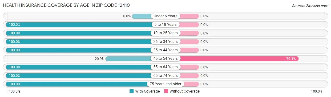 Health Insurance Coverage by Age in Zip Code 12410