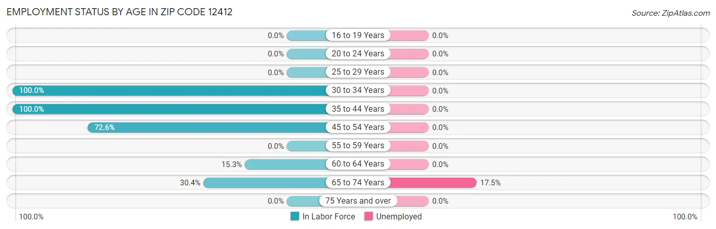 Employment Status by Age in Zip Code 12412