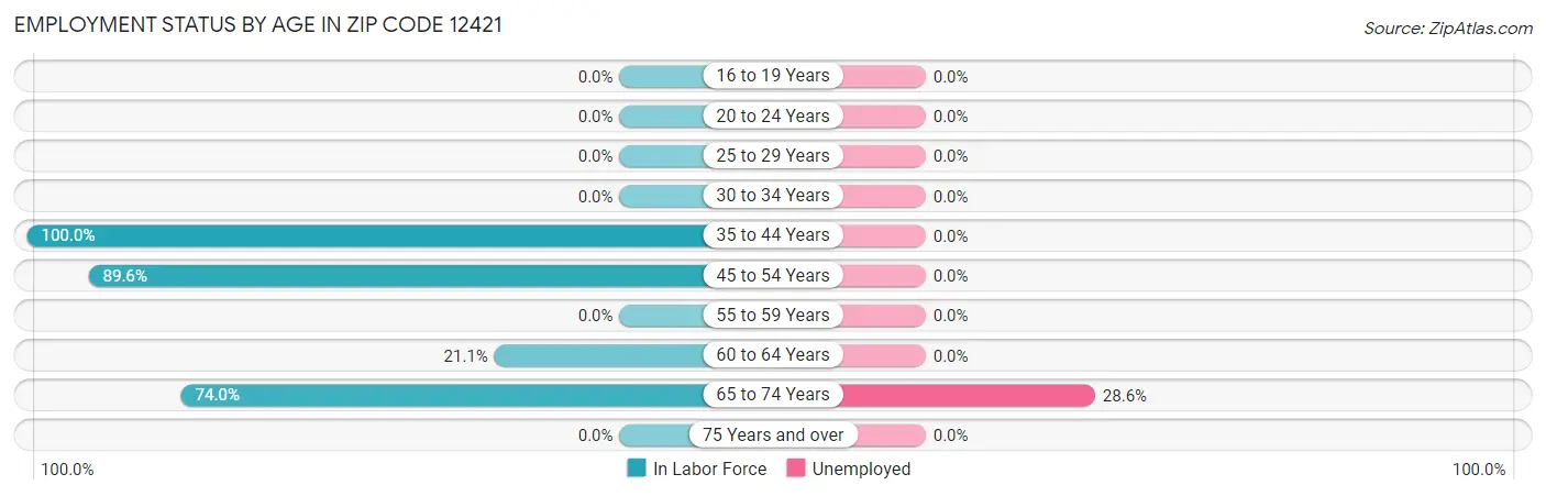 Employment Status by Age in Zip Code 12421