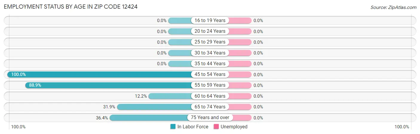Employment Status by Age in Zip Code 12424