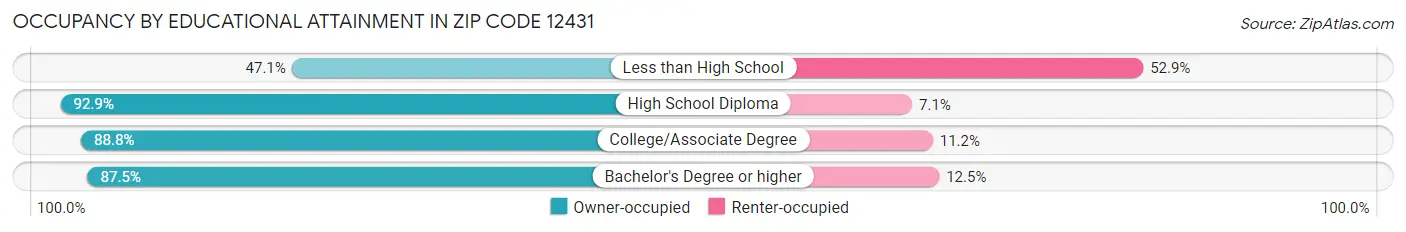 Occupancy by Educational Attainment in Zip Code 12431