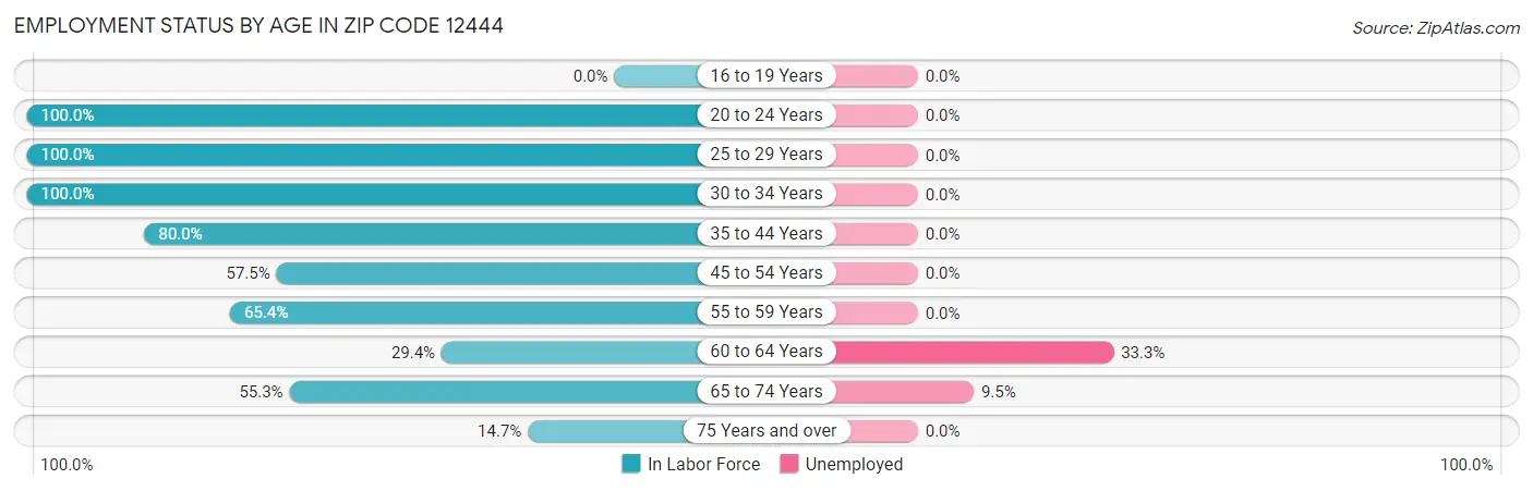 Employment Status by Age in Zip Code 12444