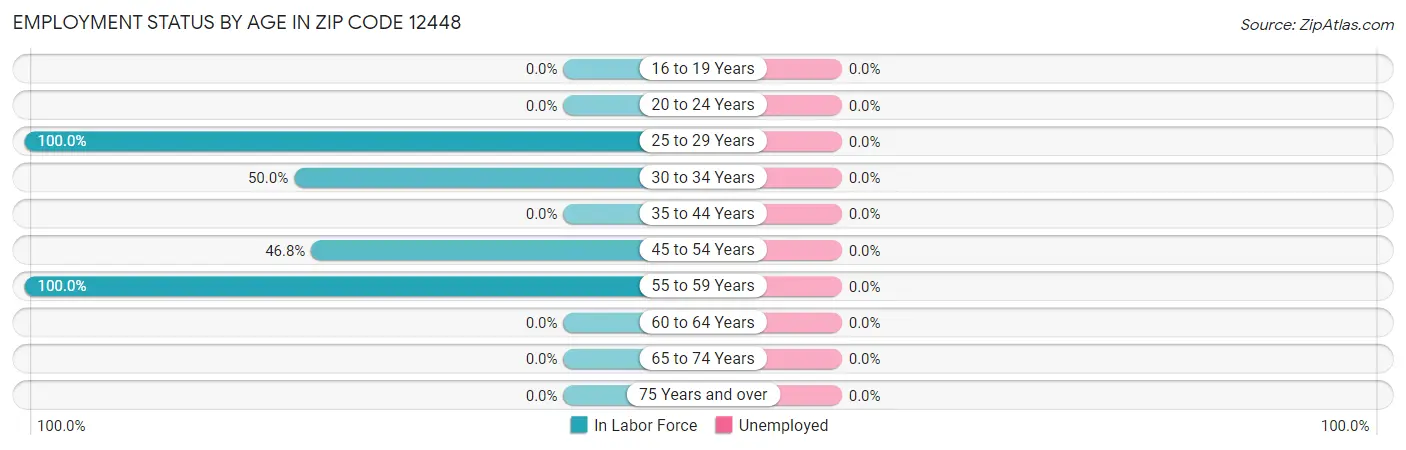 Employment Status by Age in Zip Code 12448