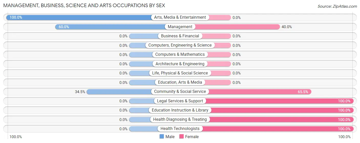 Management, Business, Science and Arts Occupations by Sex in Zip Code 12460