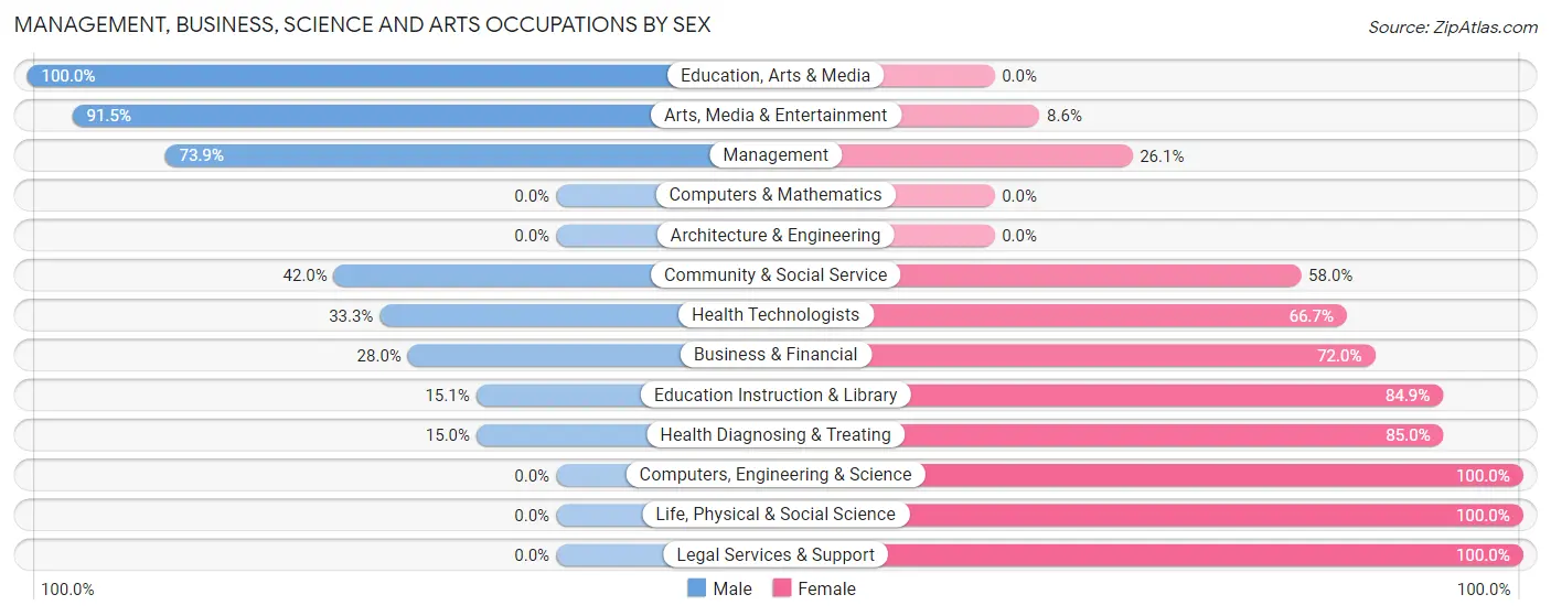 Management, Business, Science and Arts Occupations by Sex in Zip Code 12484