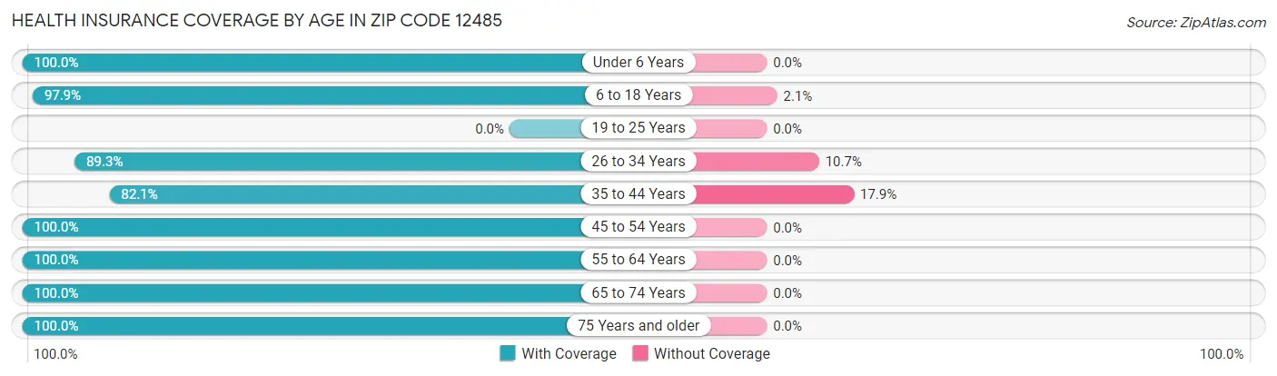 Health Insurance Coverage by Age in Zip Code 12485
