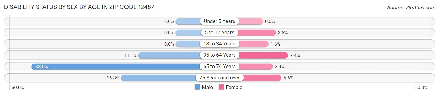 Disability Status by Sex by Age in Zip Code 12487