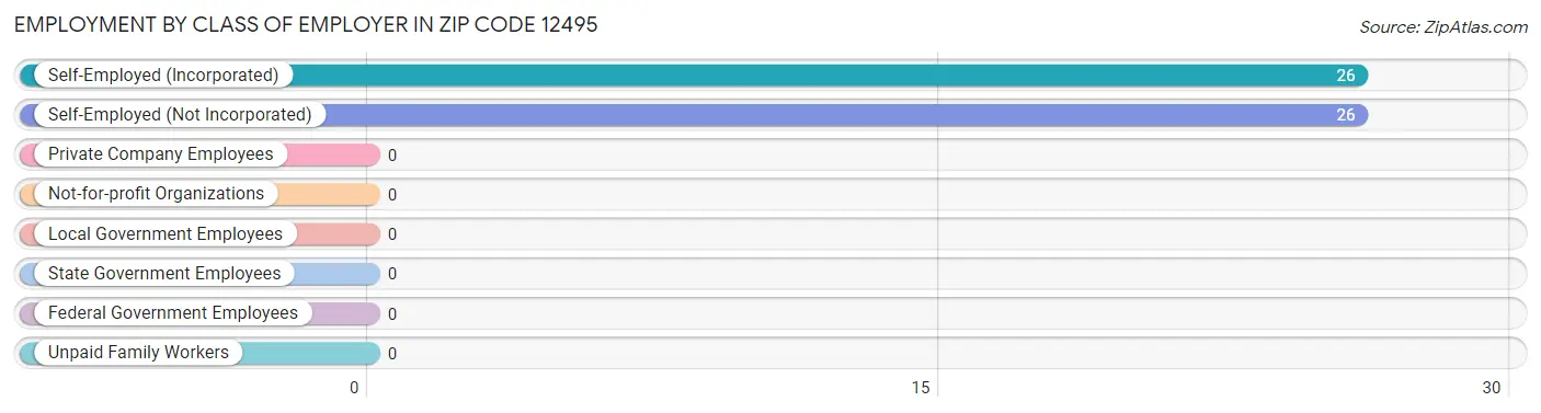 Employment by Class of Employer in Zip Code 12495