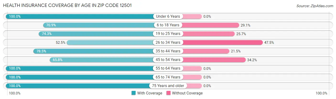 Health Insurance Coverage by Age in Zip Code 12501