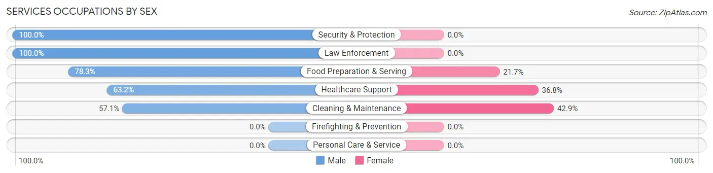 Services Occupations by Sex in Zip Code 12501