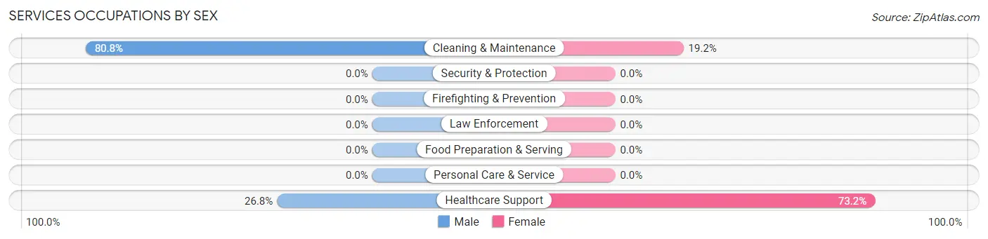 Services Occupations by Sex in Zip Code 12502