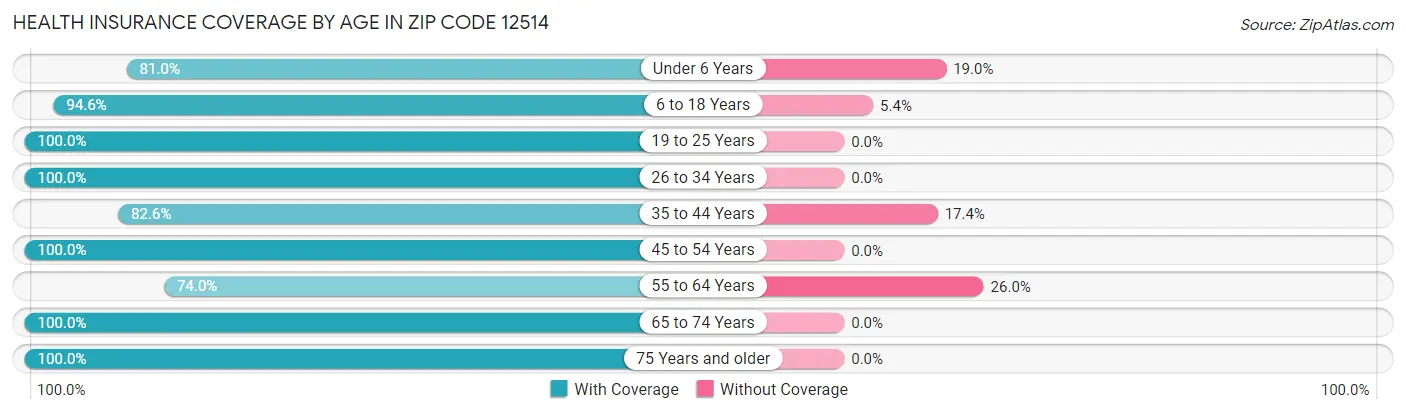 Health Insurance Coverage by Age in Zip Code 12514