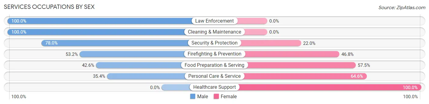 Services Occupations by Sex in Zip Code 12514