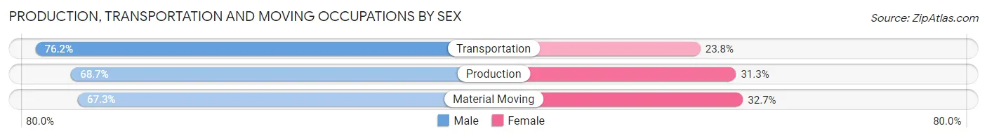 Production, Transportation and Moving Occupations by Sex in Zip Code 12533