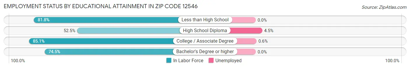 Employment Status by Educational Attainment in Zip Code 12546