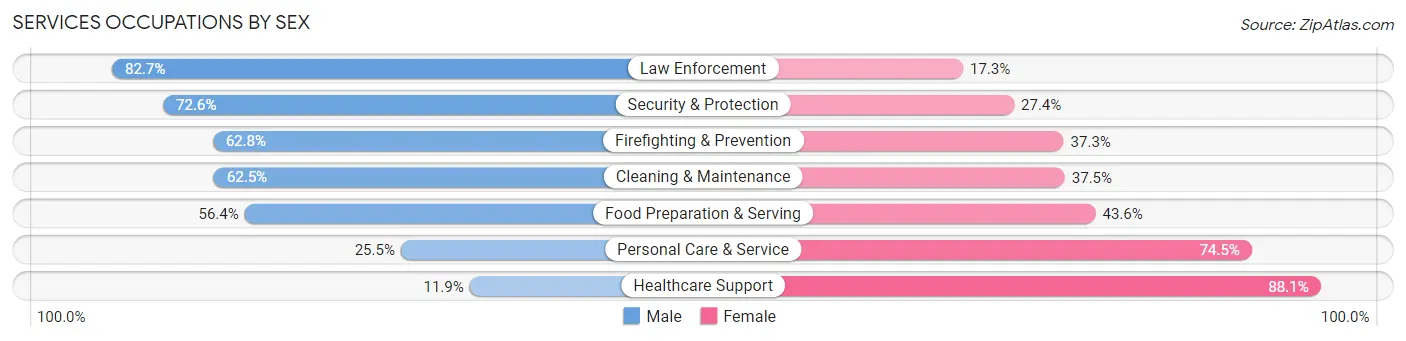 Services Occupations by Sex in Zip Code 12550
