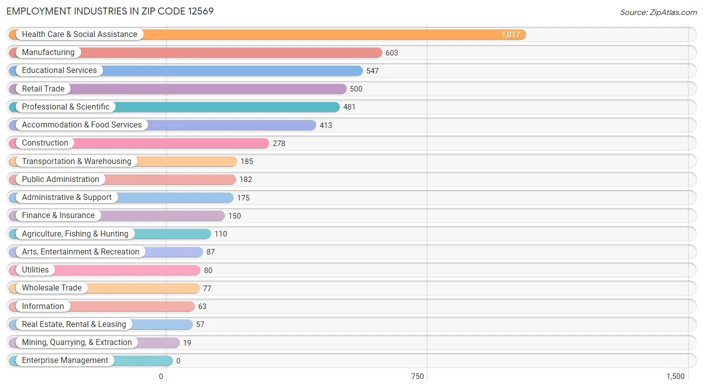Employment Industries in Zip Code 12569