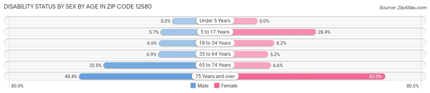 Disability Status by Sex by Age in Zip Code 12580