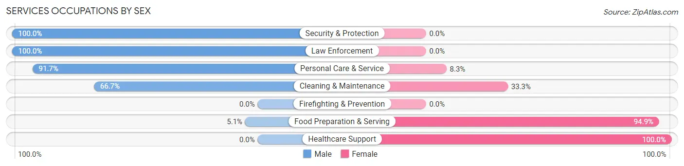 Services Occupations by Sex in Zip Code 12583