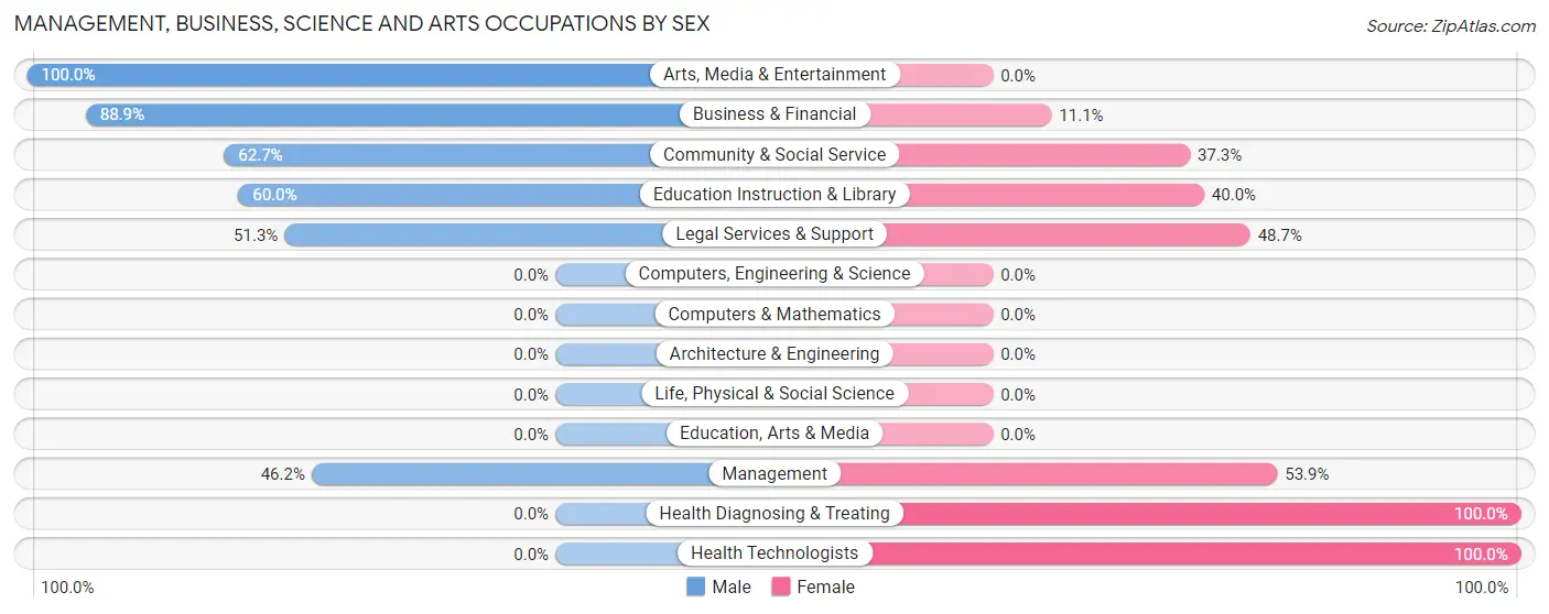 Management, Business, Science and Arts Occupations by Sex in Zip Code 12585
