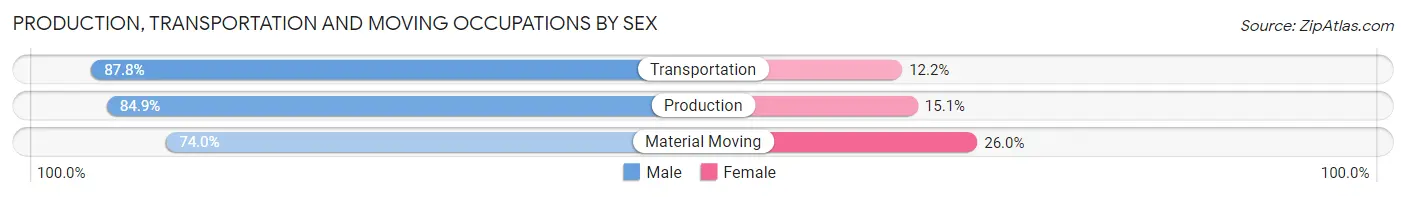 Production, Transportation and Moving Occupations by Sex in Zip Code 12590