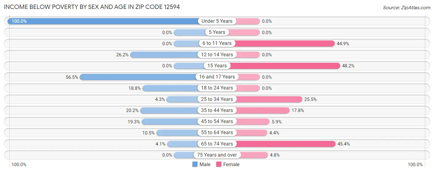 Income Below Poverty by Sex and Age in Zip Code 12594