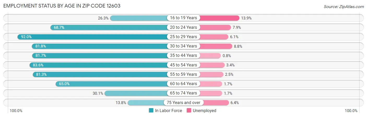 Employment Status by Age in Zip Code 12603