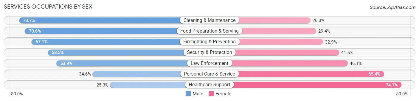 Services Occupations by Sex in Zip Code 12603