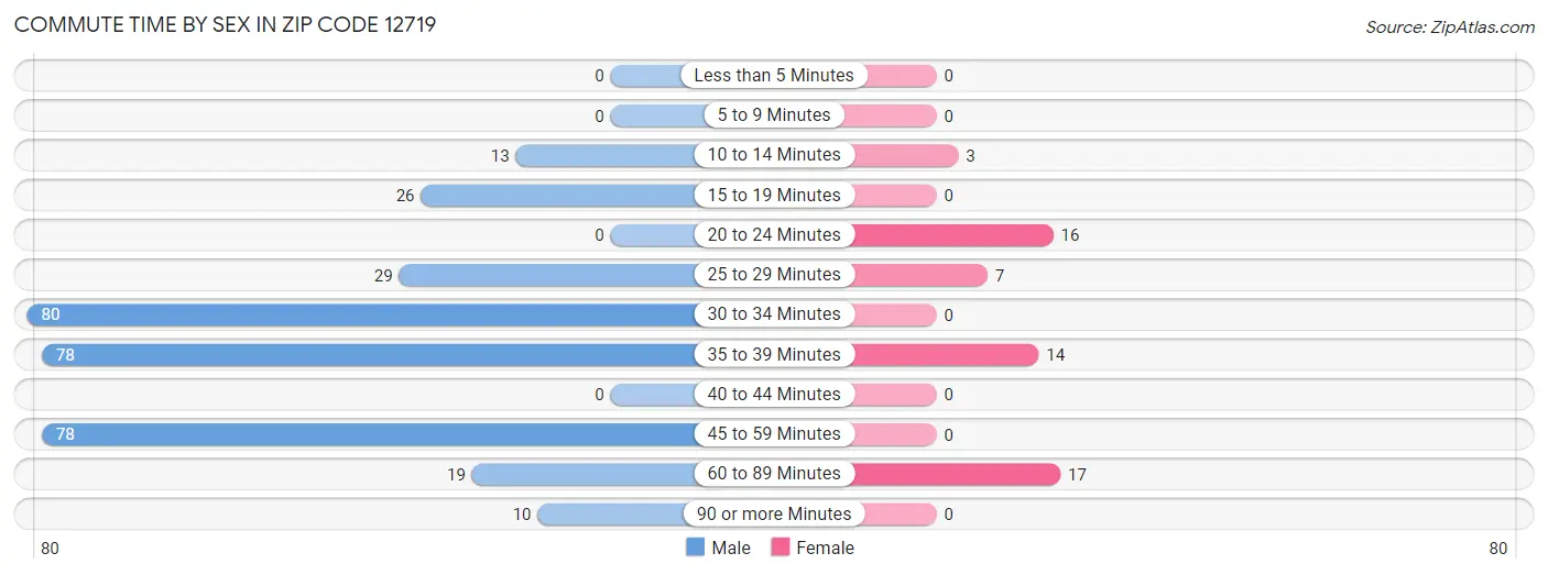 Commute Time by Sex in Zip Code 12719