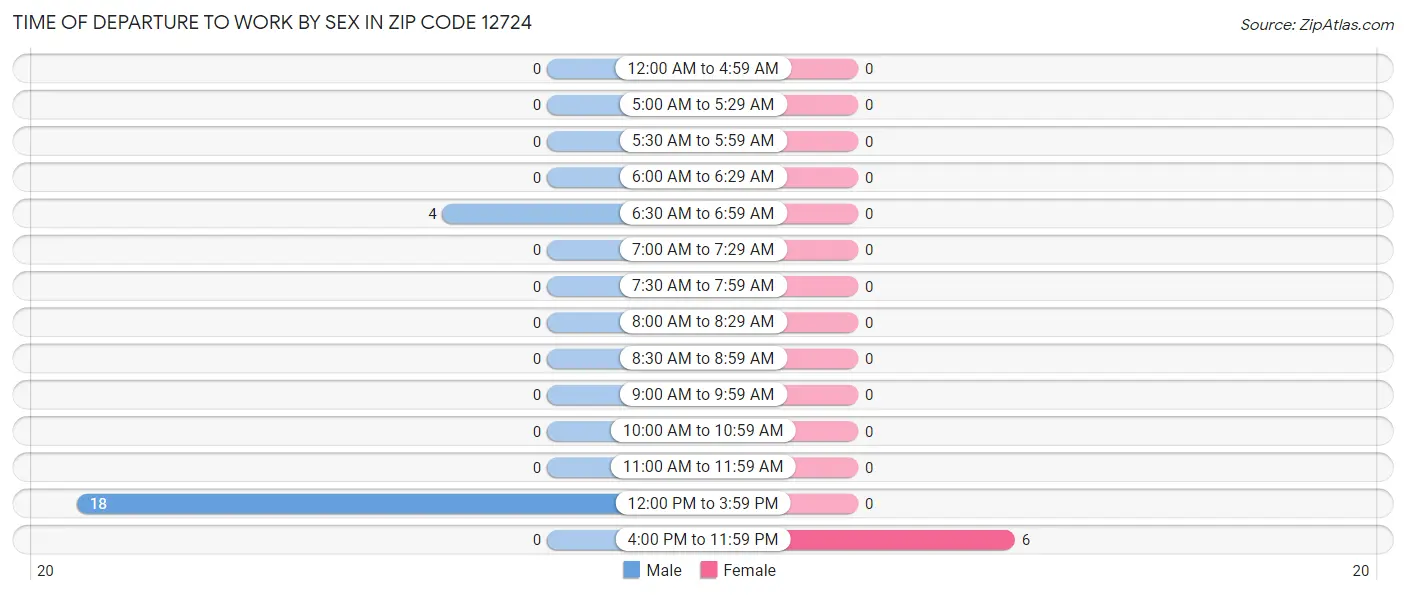 Time of Departure to Work by Sex in Zip Code 12724