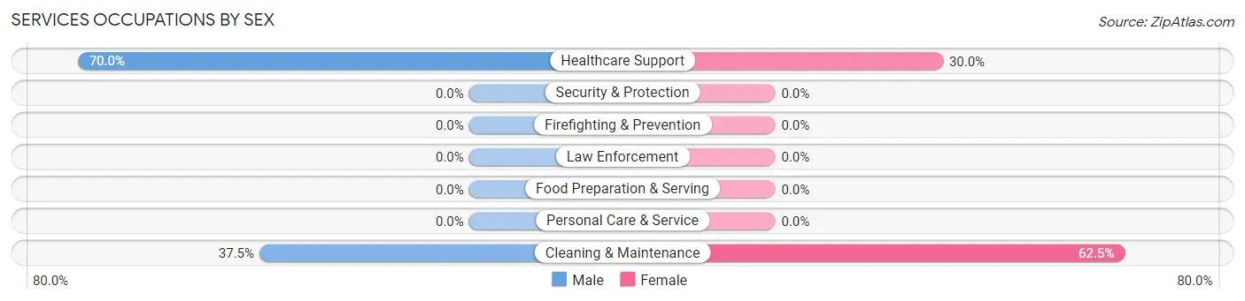 Services Occupations by Sex in Zip Code 12729