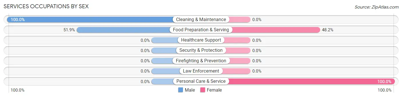 Services Occupations by Sex in Zip Code 12733