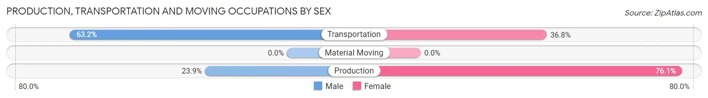 Production, Transportation and Moving Occupations by Sex in Zip Code 12734