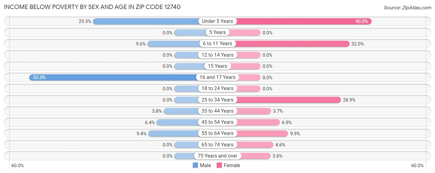 Income Below Poverty by Sex and Age in Zip Code 12740