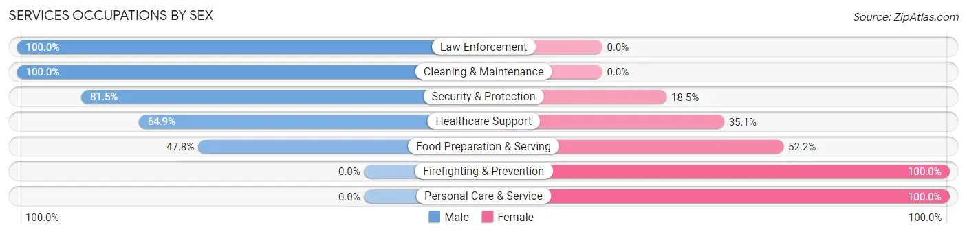 Services Occupations by Sex in Zip Code 12748