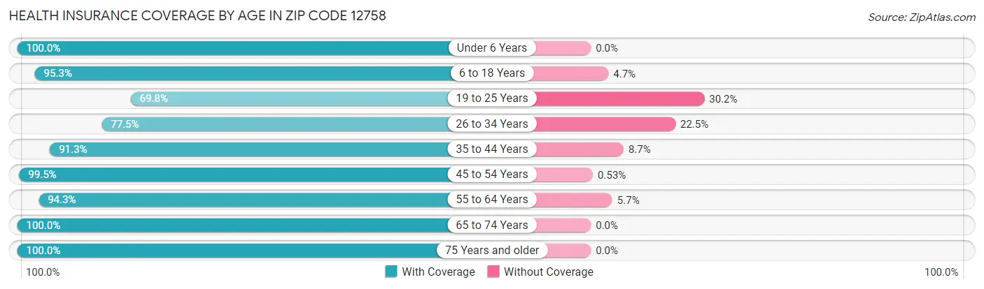 Health Insurance Coverage by Age in Zip Code 12758