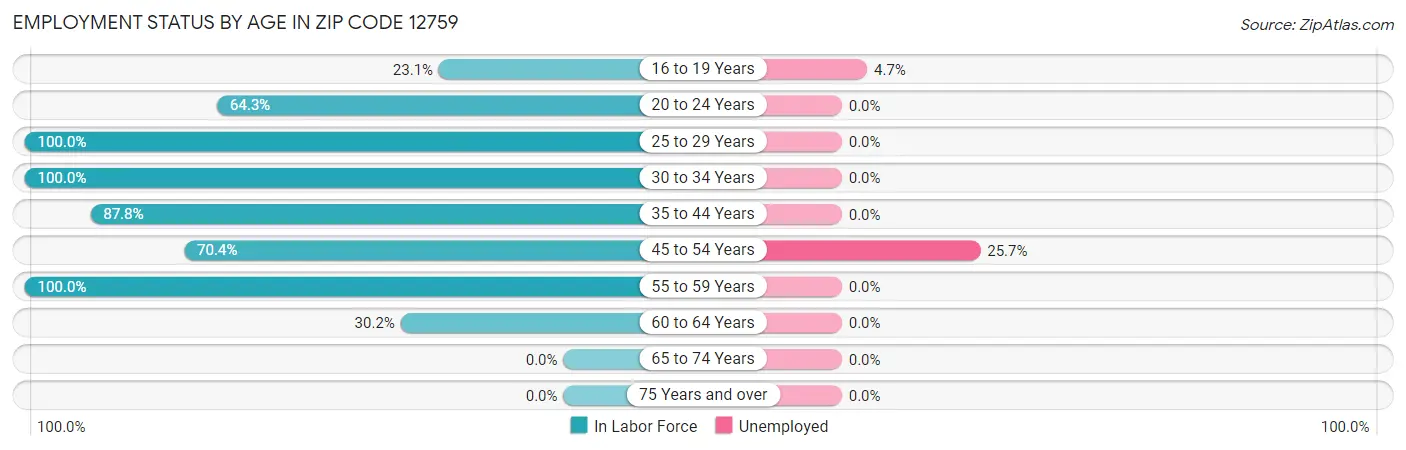 Employment Status by Age in Zip Code 12759