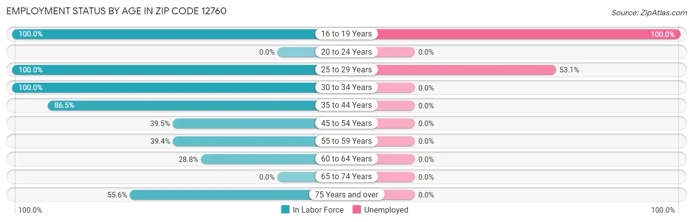 Employment Status by Age in Zip Code 12760