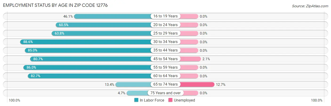 Employment Status by Age in Zip Code 12776