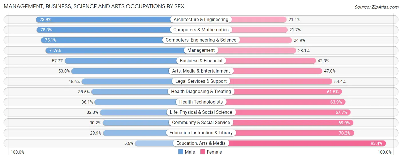 Management, Business, Science and Arts Occupations by Sex in Zip Code 12804