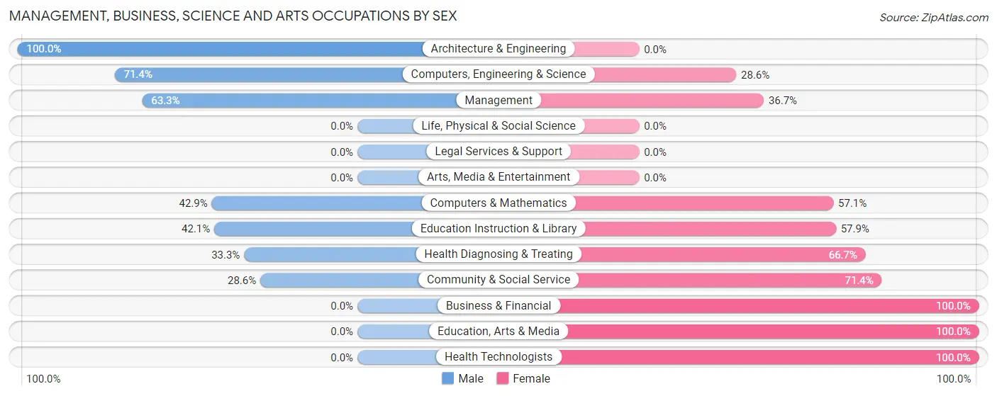 Management, Business, Science and Arts Occupations by Sex in Zip Code 12810