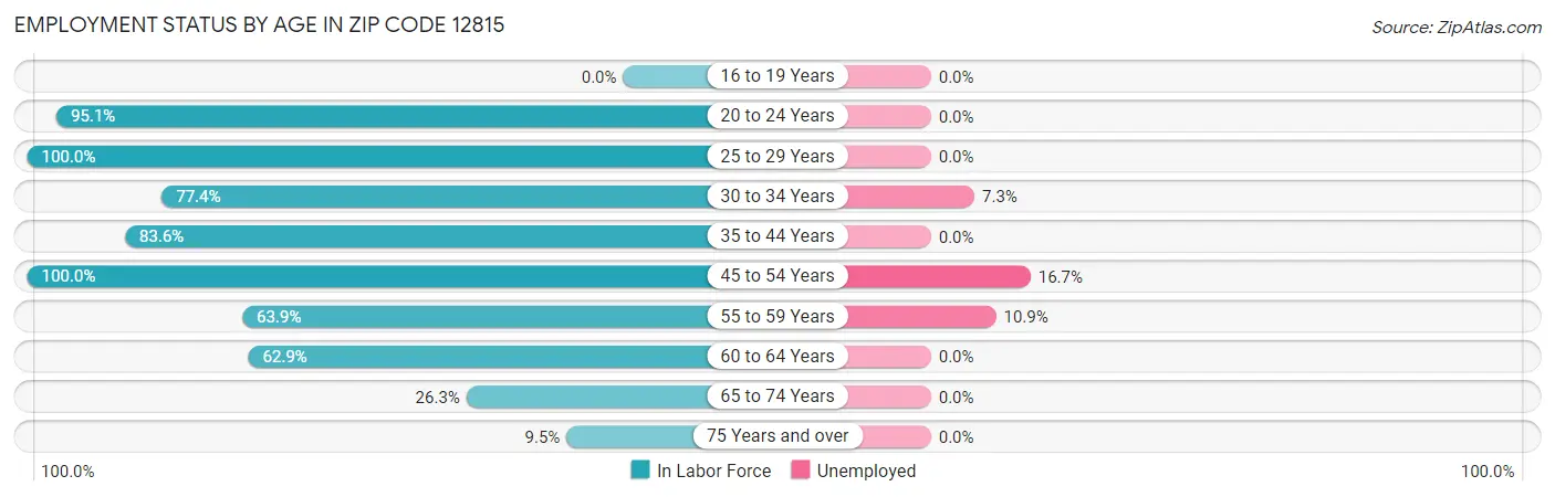 Employment Status by Age in Zip Code 12815