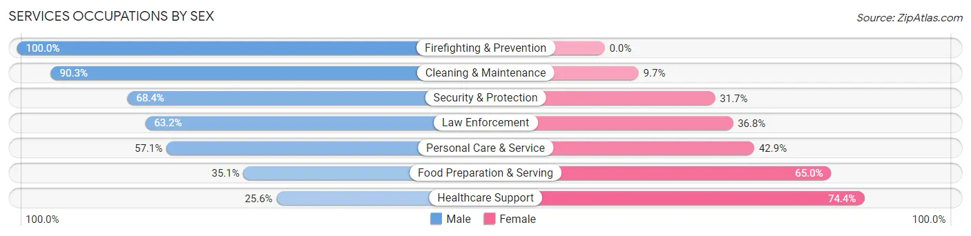 Services Occupations by Sex in Zip Code 12827