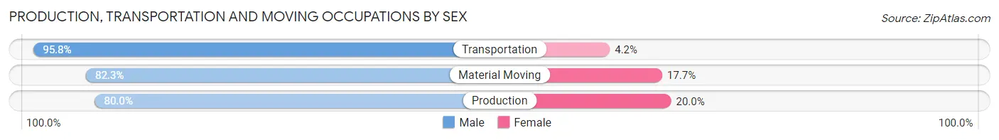 Production, Transportation and Moving Occupations by Sex in Zip Code 12832