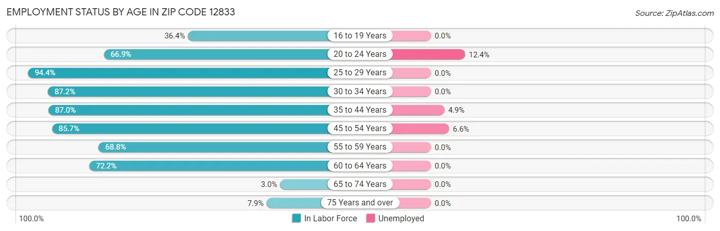 Employment Status by Age in Zip Code 12833