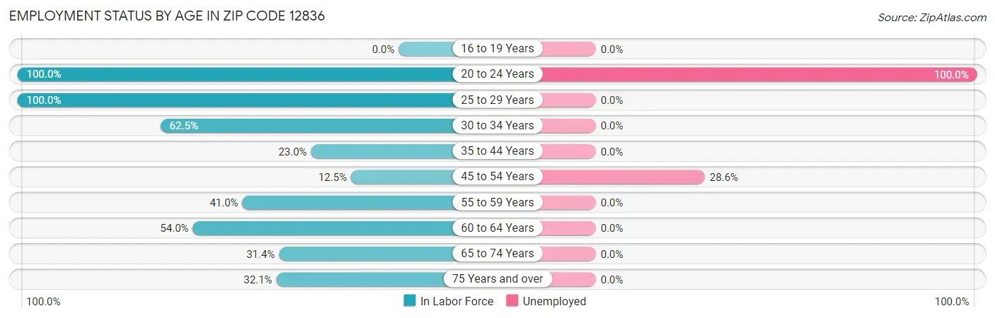 Employment Status by Age in Zip Code 12836