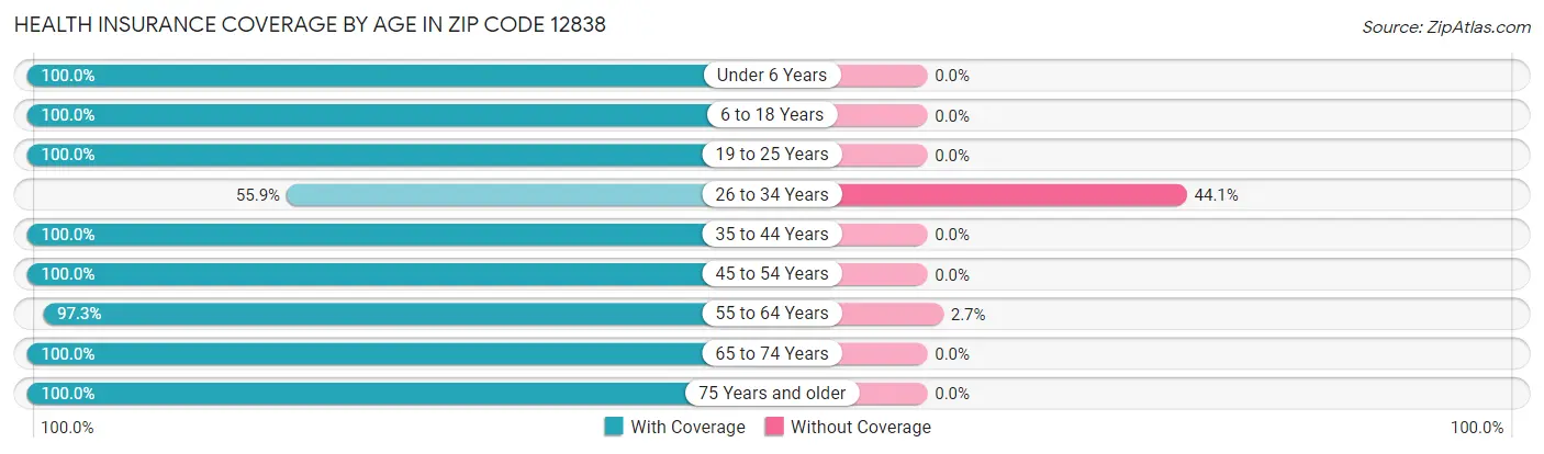 Health Insurance Coverage by Age in Zip Code 12838