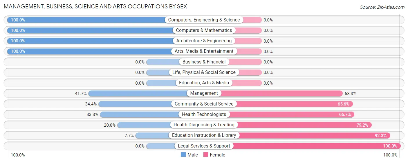 Management, Business, Science and Arts Occupations by Sex in Zip Code 12838