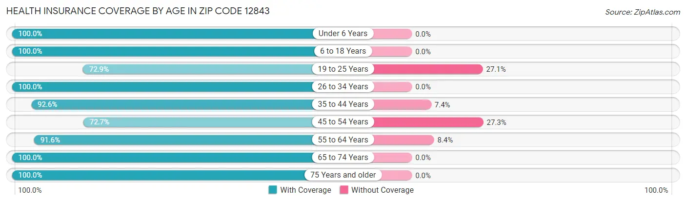 Health Insurance Coverage by Age in Zip Code 12843