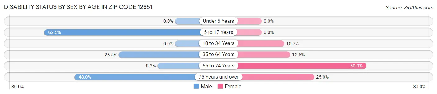 Disability Status by Sex by Age in Zip Code 12851